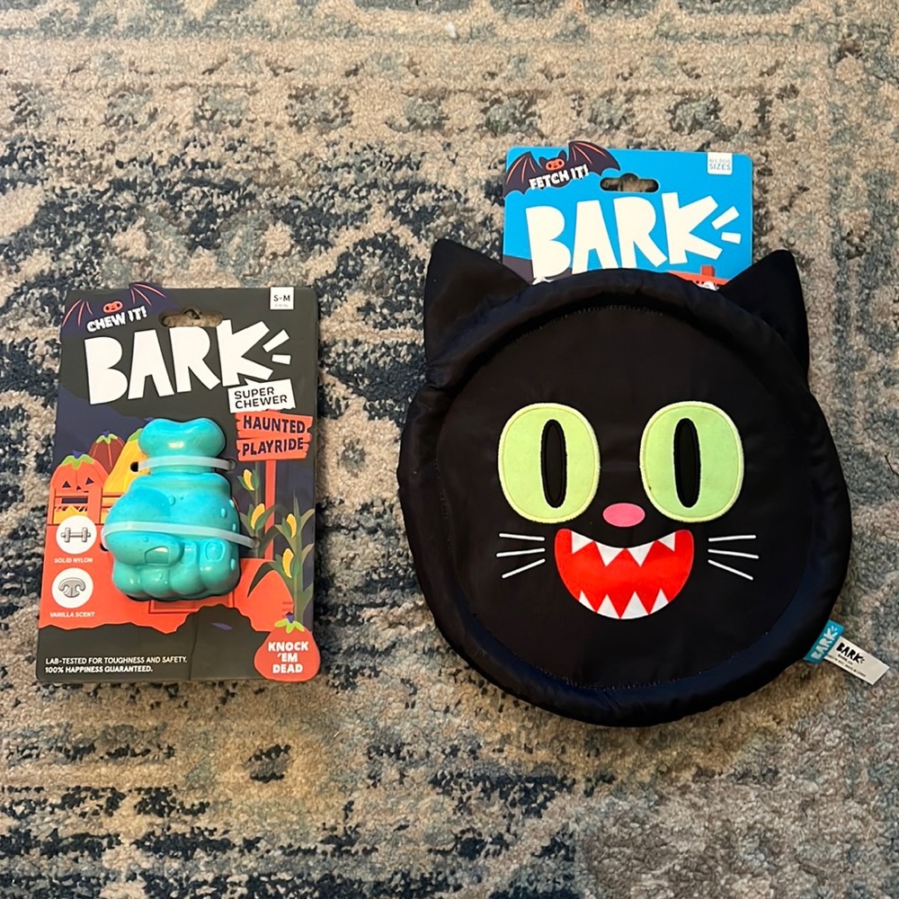 Bark Super Chewer Toy and Black Cat Fetch Toy